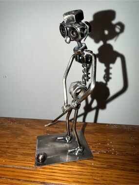 Silver Metal Golfer Table Sculpture - Artisan Accent